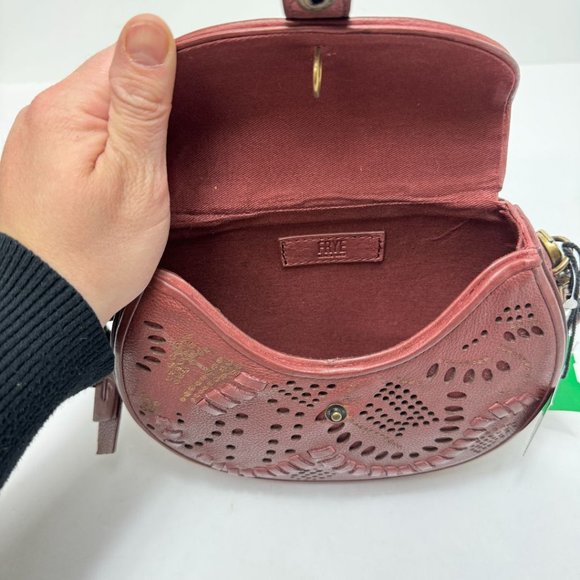 Frye Vivian Crossbody Flap Snap Close Cutout & Stitch Design Purse Red - Picture 6 of 7